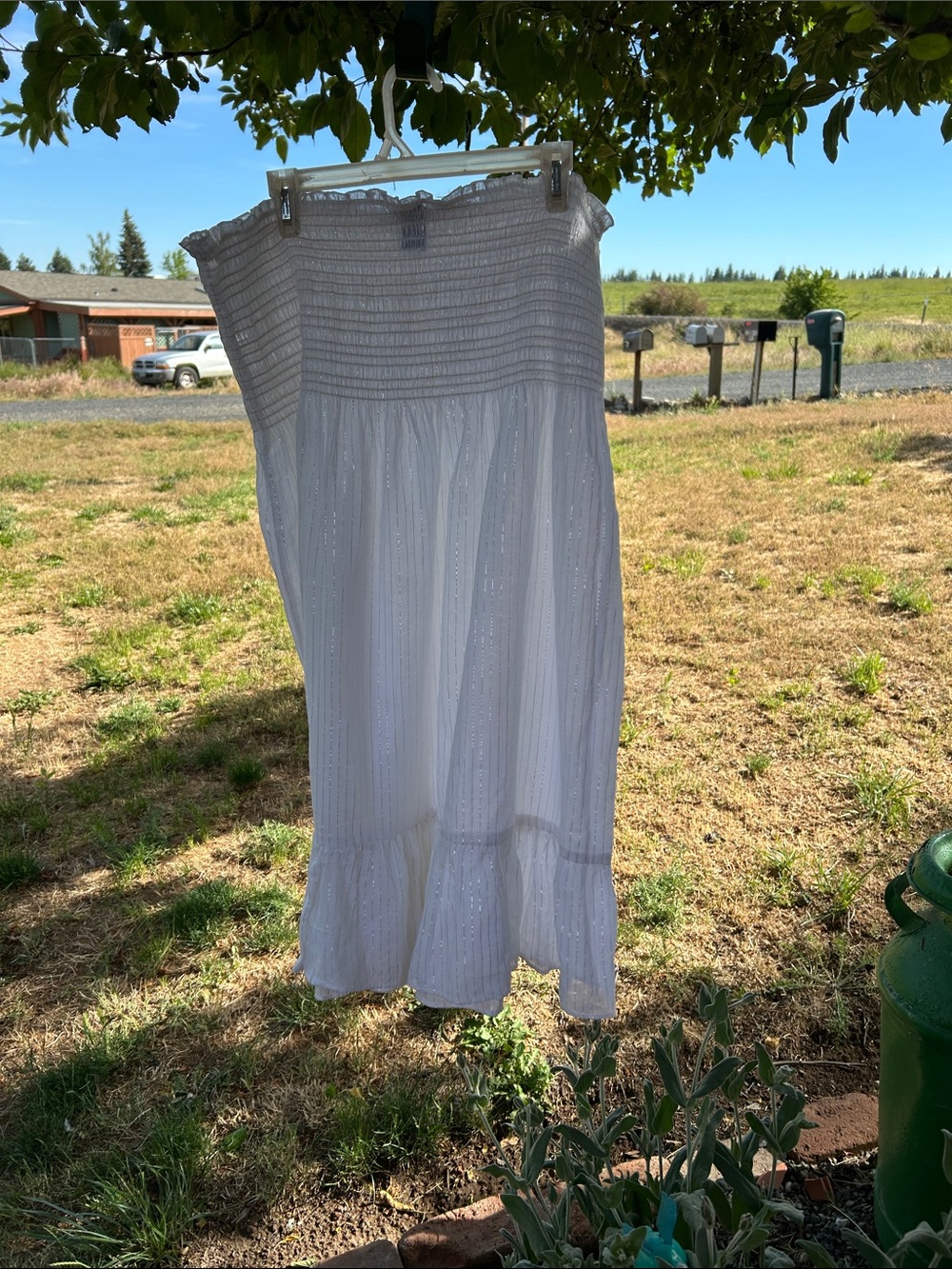 White Strapless Summer Eyelet Skirt 2x